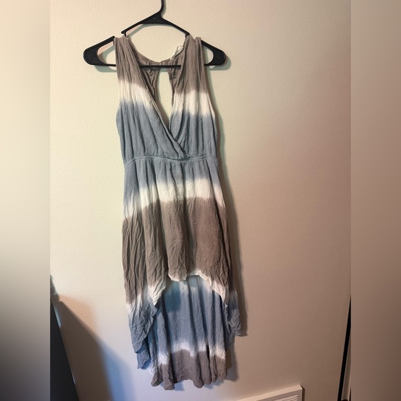 Peach Love California Blue and Brown High Low Dress - Picture 1 of 4